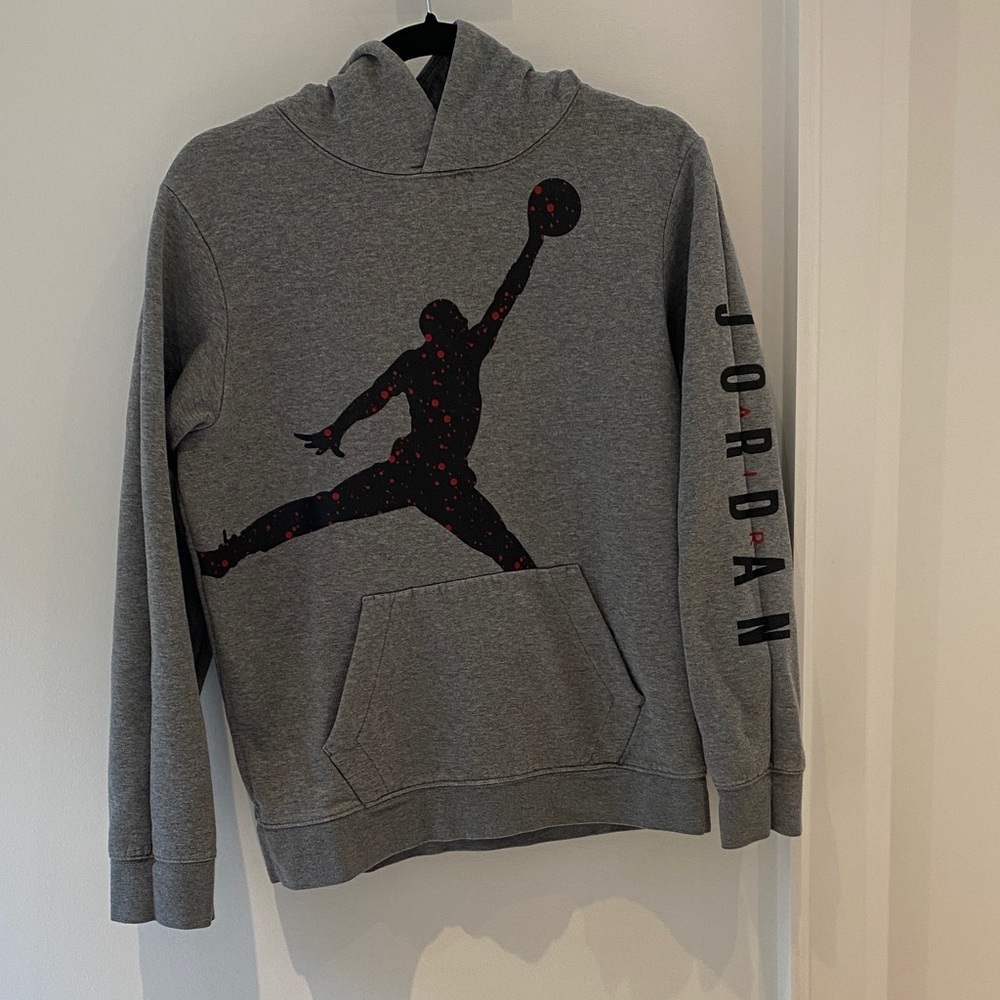 Jordan Charcoal Hoodie with Black and Red Graphic
